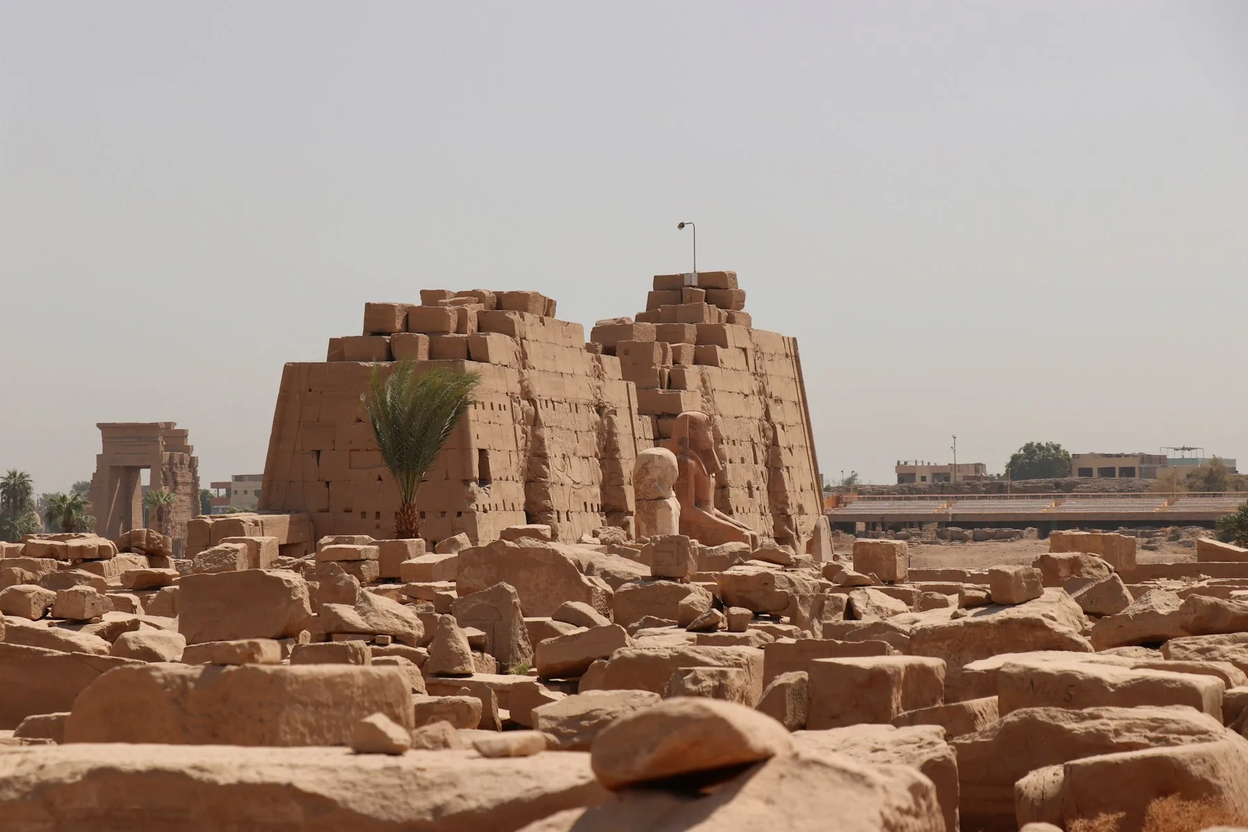 Karnak Temple pylons and stone ruins in Luxor, Egypt